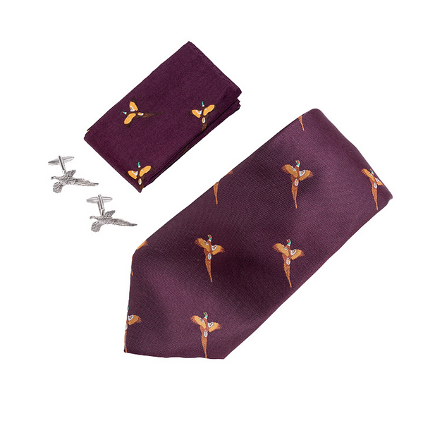 Jack Pyke Tie, Hanky and Cufflinks Gift Set Pheasant